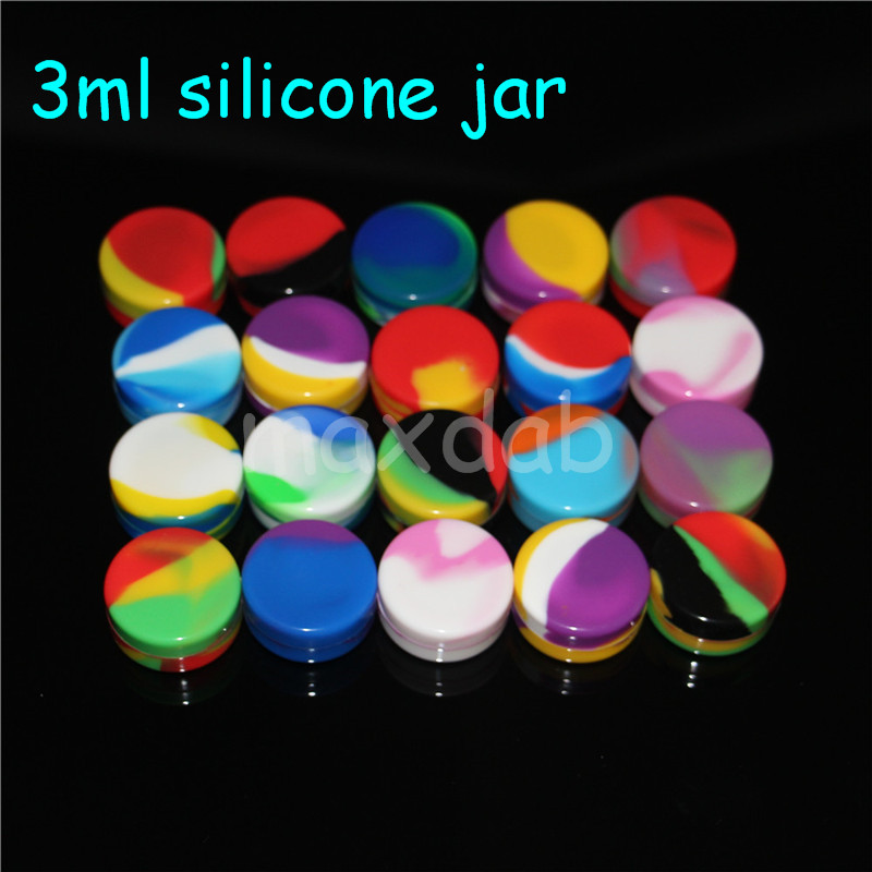 

boxes wholesale 3ml Air Tight Odorless Medical Silicone Jar Herb Stash Containers Oil Silcone Container Jars Dab 20pcs lot, Various colors