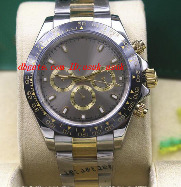 

Luxury Wristwatch 116523 Mens Silver Stainless Steel CERAMIC Bezel Grey Dial 40MM Mechanical Watches New Arrival