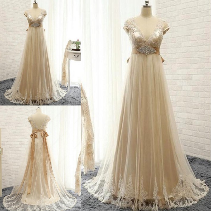 

V Neck Wedding Guest Dresses Graceful Tulle Sweep Train Bridesmaids Dresses Lace Appliques Beaded Sash Wedding Party Gowns Bridesmaid Dress