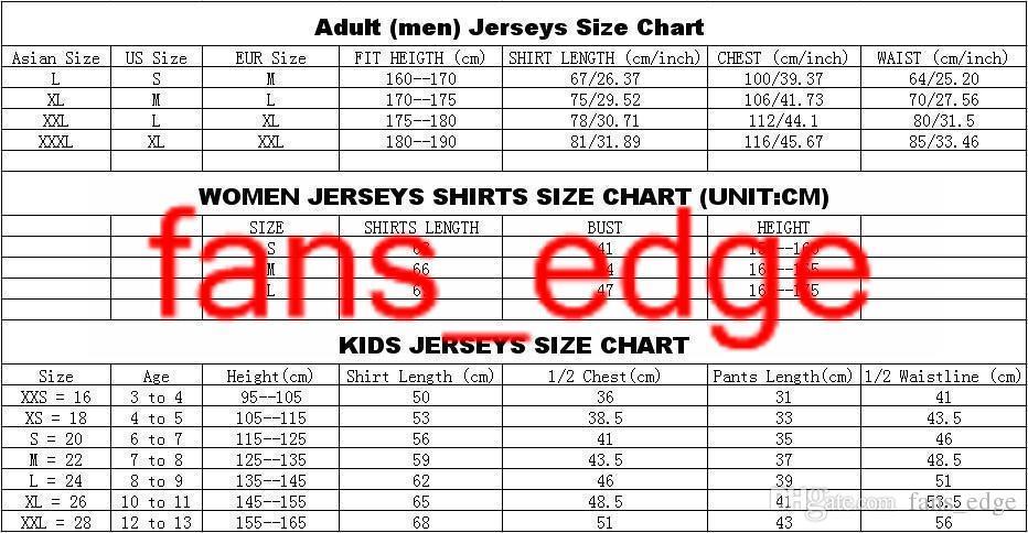 Soccer Jersey Size Chart