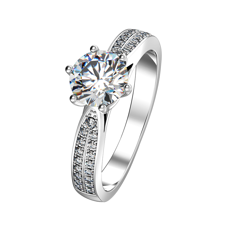 

Starry 1Ct Round Cut Synthetic Diamond Wedding Ring for Women Genuine 925 Sterling Silver Ring White Gold Plated Jewelry