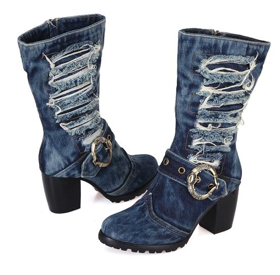 botas vaqueras de mezclilla