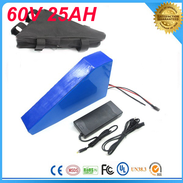 Free customs taxes electric bike battery 60V 25AH triangle battery 60V 3000W electric bike lithium batteries with charger For Panasonic Cell-image-394172998