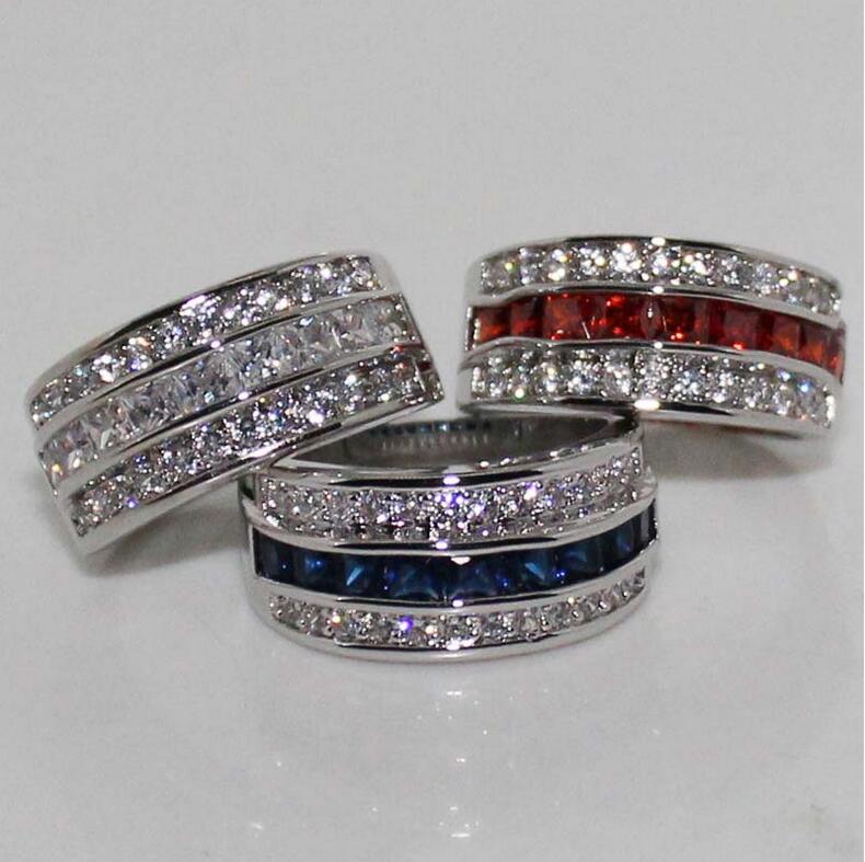 

Victoria Wieck Princess Men Fashion Jewelry 10KT White Gold Filled Sapphire&Ruby&Topaz CZ Diamond Gemstones Party Popular Wedding Band Ring