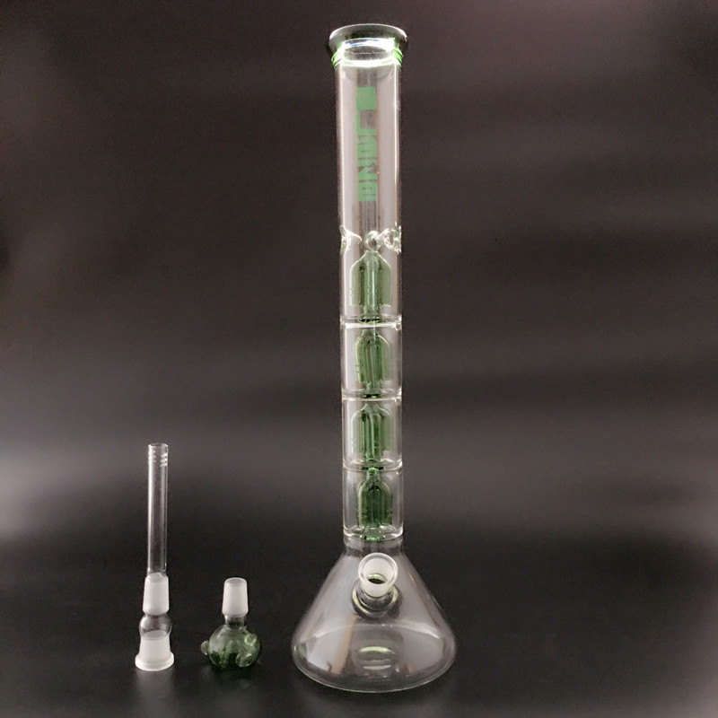 

"Blaze" logo glass bong glass smoking pipe glass water pipe with 4 percs 17 inches high(G-154)