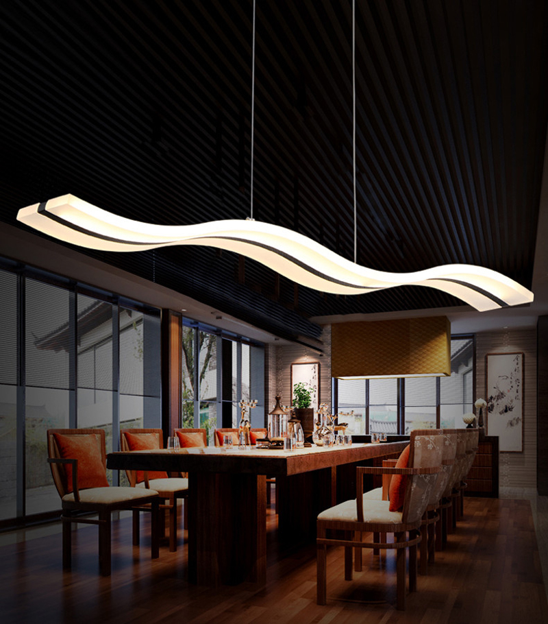 

38W Modern Pendant Lamp Led Chip Wave Acrylic Chandelier Led Belt Lighting Flexuous Drop Light Led Lighting Suspension Lights