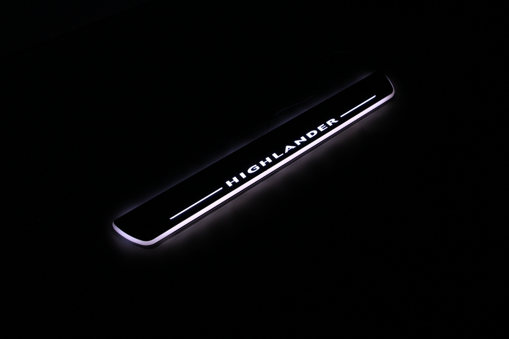 

Waterproof Ultrathin Acrylic Car LED Welcome Light Scuff Plate Pedal Door Sill For Toyota highlander 2013 2014 2015 2016, front door sill