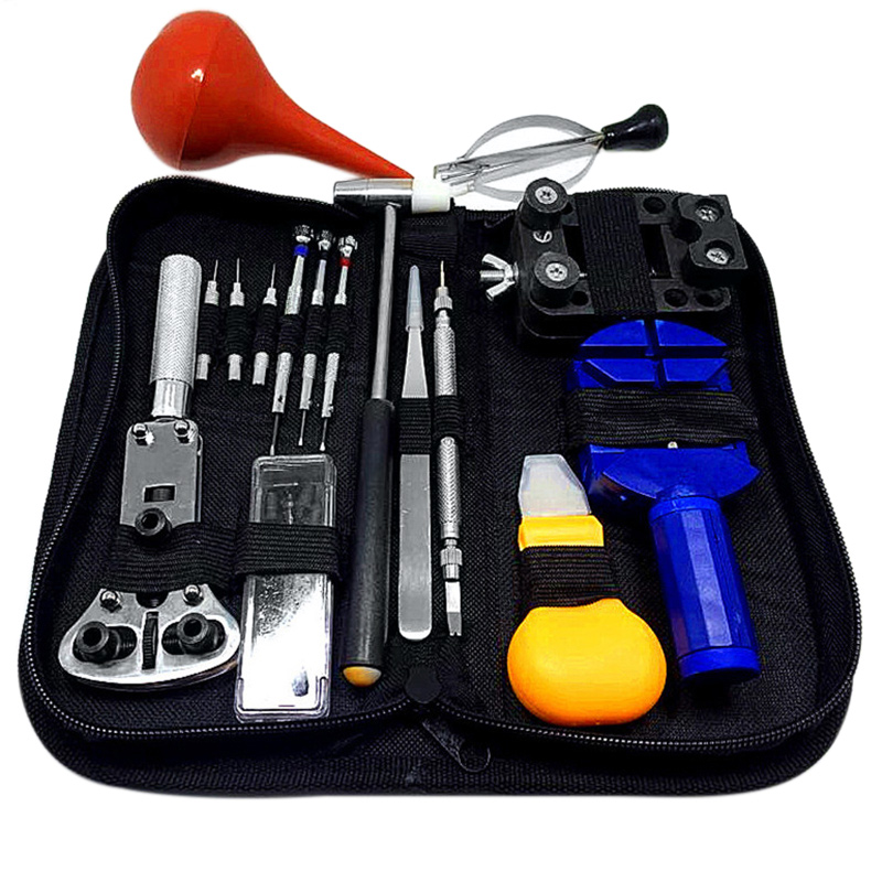 

Wholesale-16PCs Professional Universal Watch Tools Watch Repair Tool Kit Portable Watchmaker Pin Remover Hammer Pliers Opener Adjuster