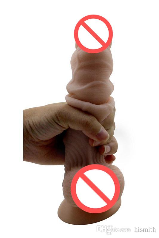 Veiny 8 Inch Dildo with Stretchable Skin Realistic Fake Penis with Testis Suction Cup Sex Toy for Women