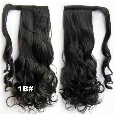

Black brown curly Clip In Pony tail Human Remy Hair Extensions Virgin Brazilian ponytail hair Hairpiece 120g 10"-20"