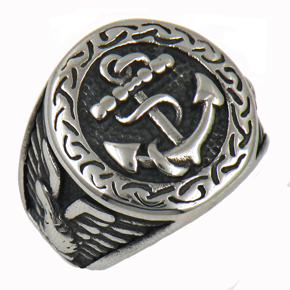 

FANSSTEEL 12w18 STAINLESS STEEL JEWELRY PUNK vintage MILITARY MARINE ANCHOR RING with rope SEAGULL Sailor navy ring GIFT FOR BROTHERS