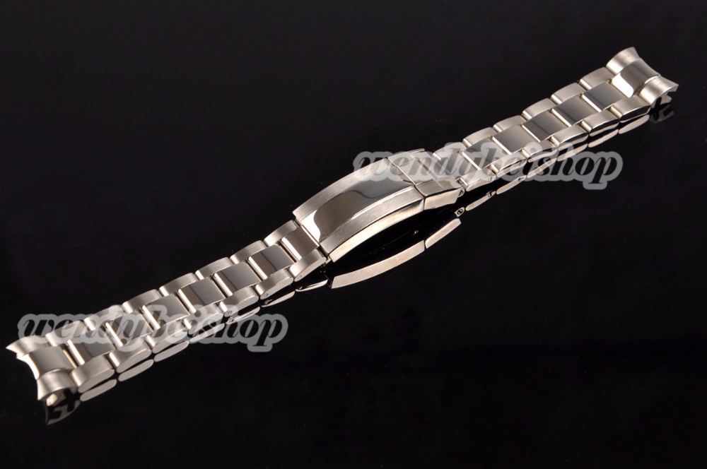 

20mm Wholesale New Silver Middle Polish Solid Screw Links 316L Stainless Steel Curve End Watch Band Strap Bracelet Belt