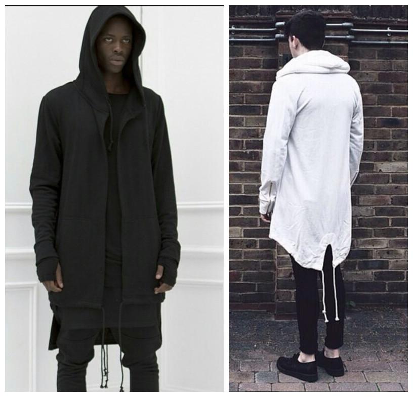 

Hoodies For Men Urban Hoodie Hip Hop Jacket White/Black Men's Coat Extended Cape Hoodie Mens Hooded Cloak Hoodies