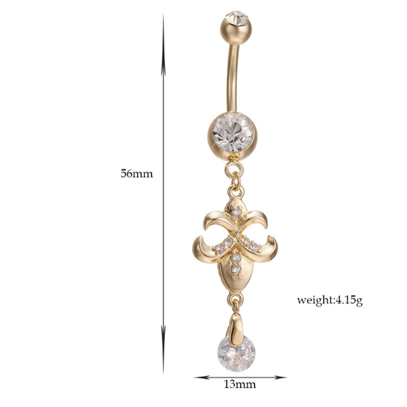 White/Gold New Arrival Fashsion High Quality Medical Steel Buckle Gold Plated Piercing Navel Belly Button Ring shi