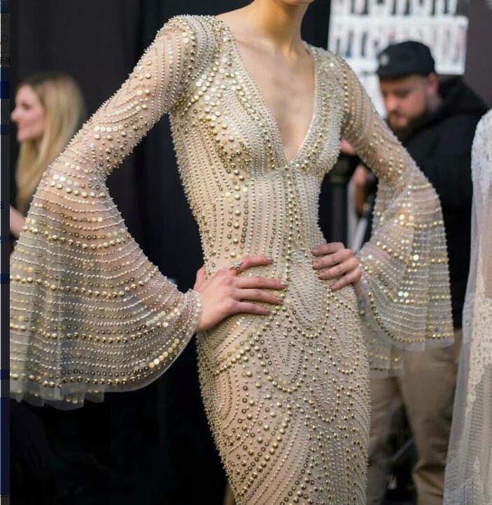 

evening dress yousef aljasmi kim kardashian flart vneck beading mermaid long dress almoda gianninaazar zuhlair murad ziadnakad, Same with picture