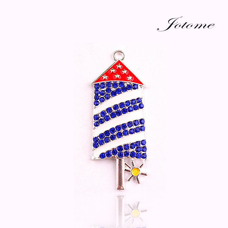 

100pcs/lot Star Hat Eagle Ice Cream Chick Flip Flop Shaped Pendant Fashion US Flag Rhinestone Crystal 4th July pendants for Necklace