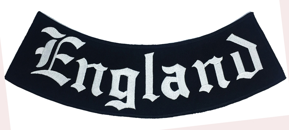 

Outlaw England Rocker Embroidered Iron On Patch Motorcycle Biker Club MC Front Jacket Vest Patch Detailed Embroidery, Black