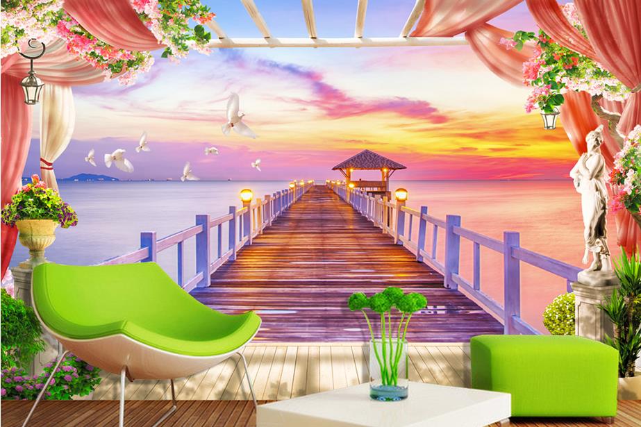 

luxury gold wallpaper Customized 3d mural Chalet Bridge 3D TV wall wallpapers angels 3d wallpapers for wall, As the photo