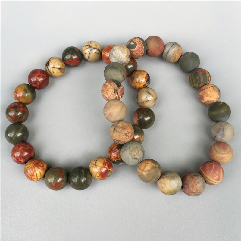 

10mm red creek jasper beads bracelet,Elastic bracelet ,gemstone bracelet ,bead bracelet,matte or polished stone beads