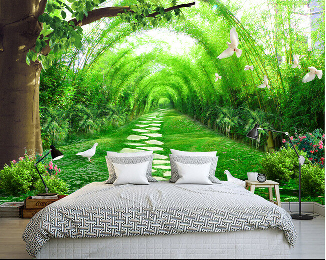 

3d room wallpaper landscape custom photo mural Fresh bamboo forest road painting 3d wall murals wallpaper for walls 3 d living room, Picture shows