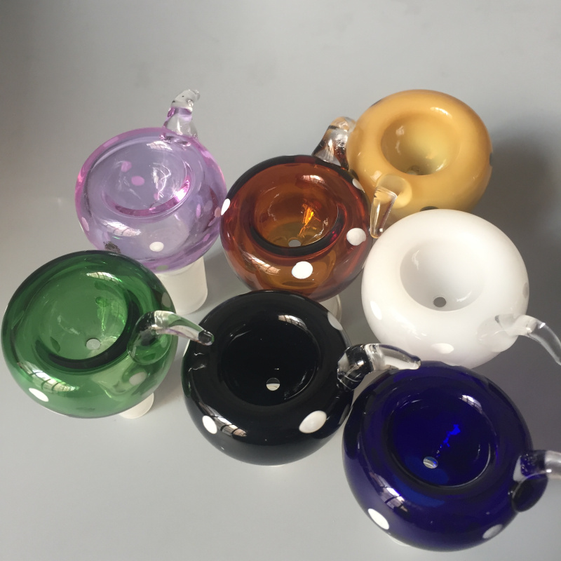 

High quality colored glass bowl piece water pipes bongs Accessories with 14mm 18mm female male joint smoking bong bowls with handle