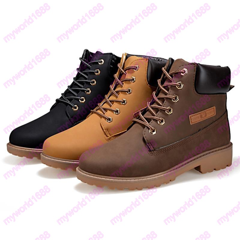 Fashion New Men Winter Lace-Up PU Leather Shoes Plus Size Mens High-top Casual Men Thick Snow Boots free shipping