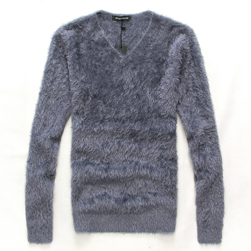 

Wholesale- 2016 winter New arrival Men's Clothing Male Fashion slim V-neck Pullover mohair sweater & Bottoming shirt Men casual Tops M L XL, Black