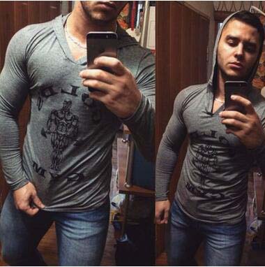 Hommes d'été oversize slim à manches longues mince hoodies T-shirts Casual gym tops Chemise Simple Mode Tees Primer
