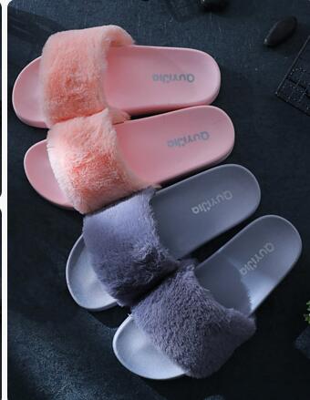 

2017 new Fenty fluffy slippers Leadcat women casual shoes sandals rihanna eight color pink black and white gray red slippers