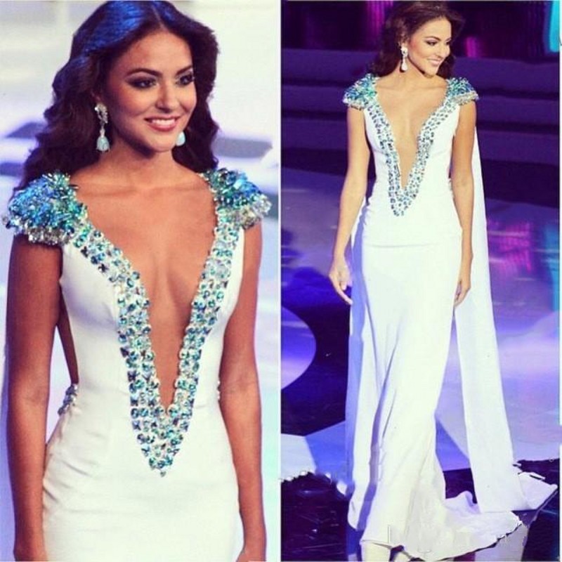 

Charming Deep V neck Sexy Shawl Evening Gown Beaded Crystal Mermaid Celebrity Dresses Long Turkey Kaftans Zipper Back Prom Party Dresses, Light yellow