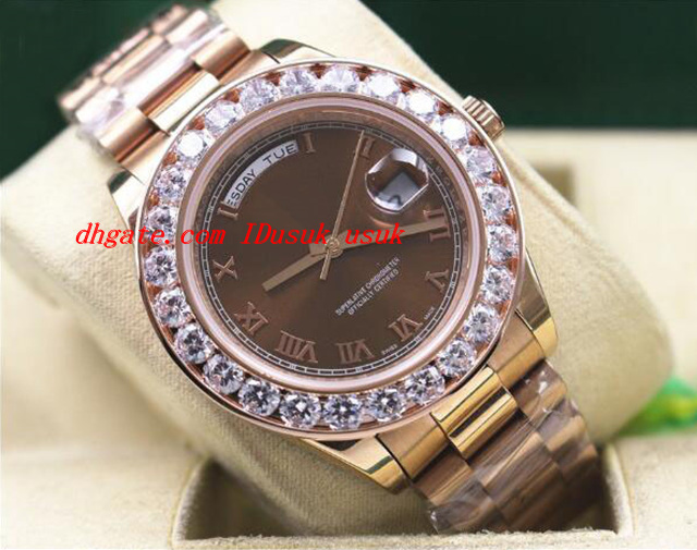 

Luxury watch Rose Gold Roman Mens 41MM Bigger Diamond Bezel Watch Automatic Mechanical Movement Men's Watch