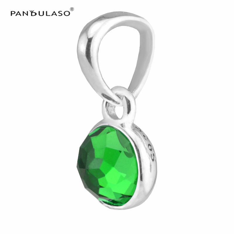 May Droplet Royal-Green Pendant Pandulaso Original 925 silver beads for woman Fit pandora bracelet & Bangle Bithstone month stones pendant