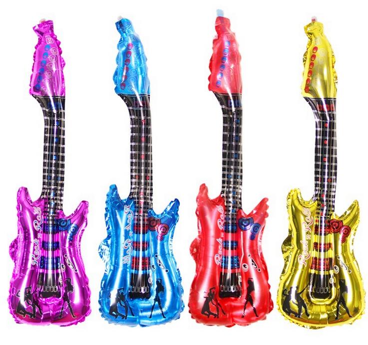

2017 Hot sales 80cm 100pcs/lot Guitar Cheering stick inflatable toys cartoon ballon stick Party balloon Kids toys