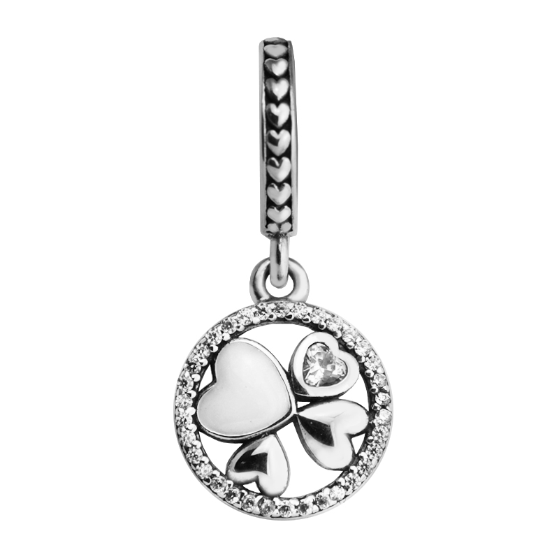 mother&#039;s day gift Hearts of Love Pendant Beads Clover Charms Fits Pandora Bracelet sterling silver jewelry making charms-image-401355750