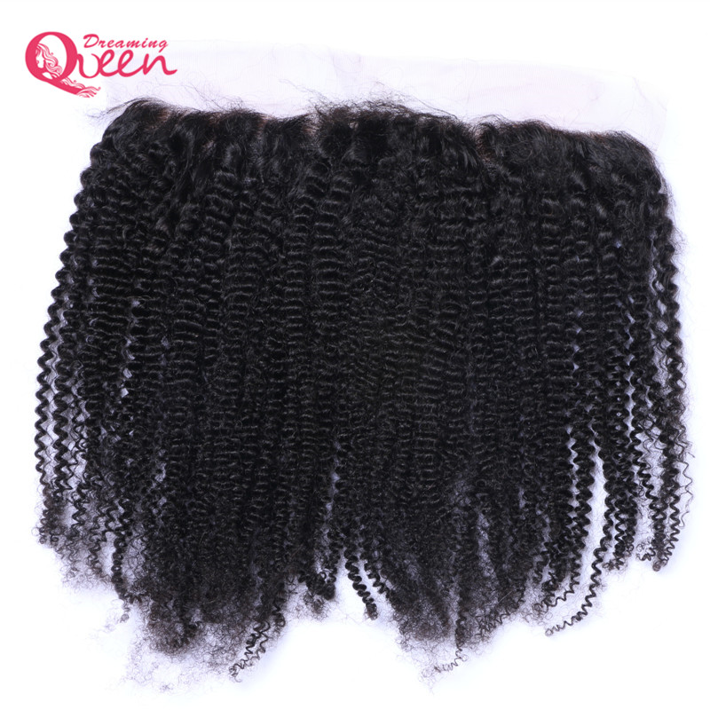 

Mongolian Afro Curly Lace Frontal Closure Mongolian Virgin Human Hair Middle Free Three Part 13X4 Hair Closure With Baby Hair Lace Frontal