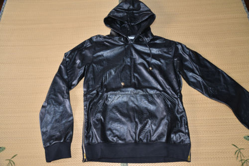 

New Snakeskin Synthetic leather Hoodies For Men/Fashion Hip Hop Black Pullover