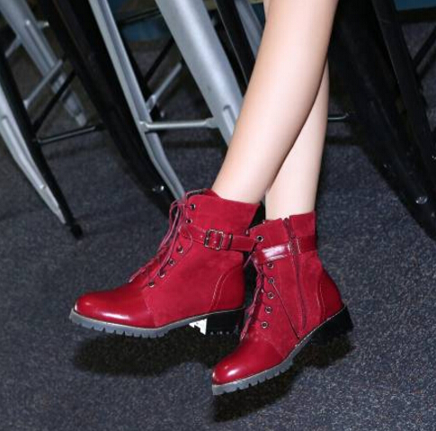 2018 New Leather Villus Martin Boots Women's Vintage Retro Warmer Hiking Sports Shoes Women Flat-Bottomed Casual Martin Boots