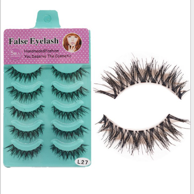 5 Pairs Transparent False Eyelashes Messy Cross Thick Natural Fake Eye Lashes Makeup Tips Long False Eye Lashes-image-400175300