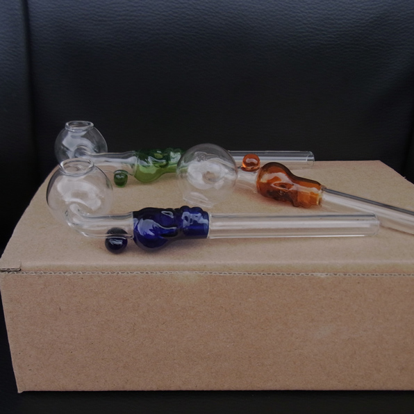 

14cm Curved Glass Oil burners Glass Bong Water Pipes with different colored glass balancer for smoking G24