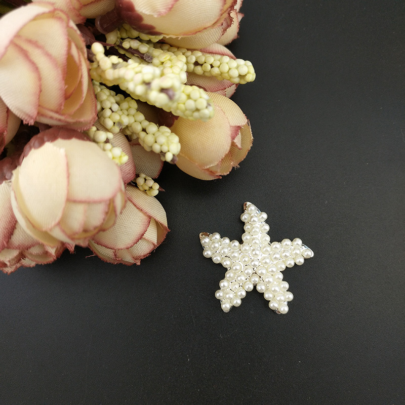 

100pcs 30mm flat black starfish sea star brooch pin buckle silver tone white pearl brooches ocean aniaml fashion wedding jewelry pins