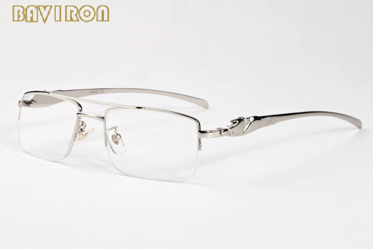 

fashion mens gold silver Leopard Metal alloy frame women sunglasses clear semi rimless sports sunglasses with boxes lunettes gafas de sol
