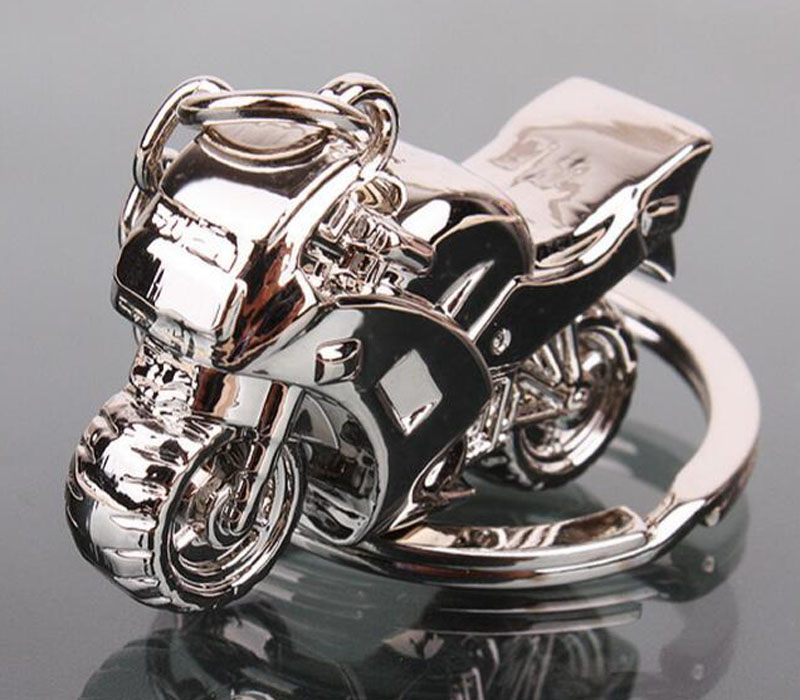 Vente chaude 3D Modèle Moto Porte-clés Chaîne Moteur Argent Porte-clés Nouvelle Mode Mignon Cadeau 10 pcs