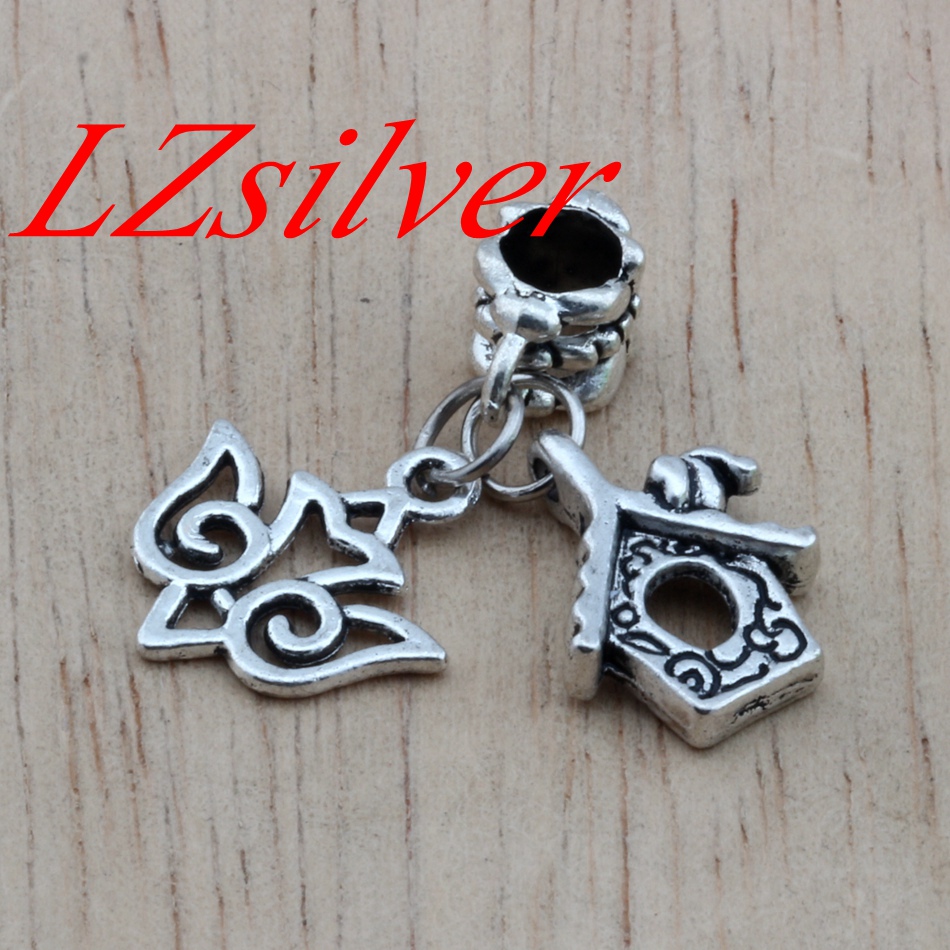 

Hot ! 120pcs Ancient silver Alloy bird & Poultry house Charm Dangle for European Bead Bracelet DIY Jewelry
