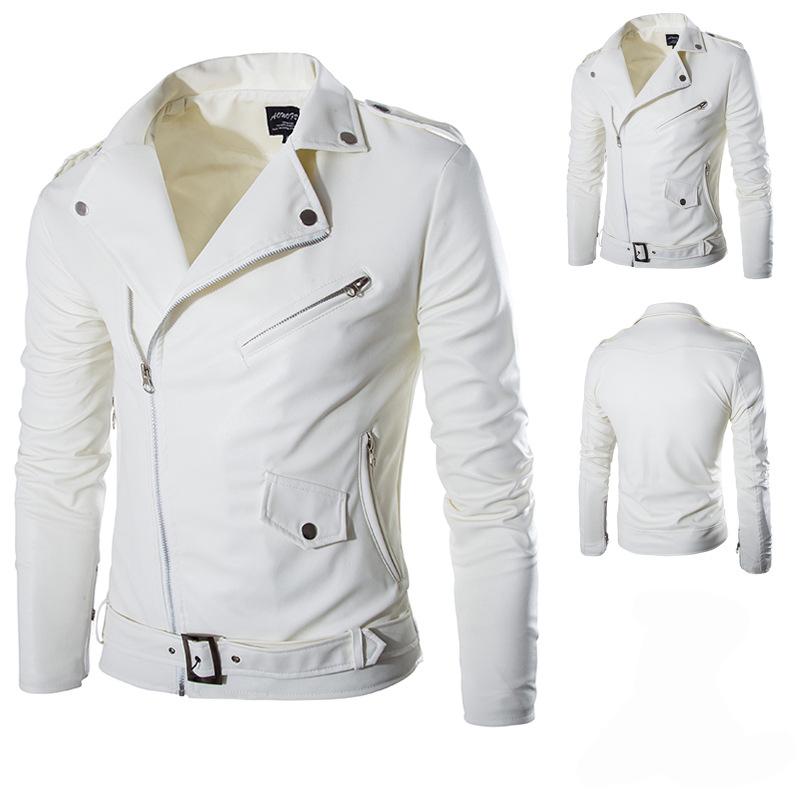 chaqueta cuero blanca hombre