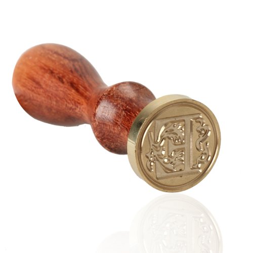 

Wholesale- Vktech Sealing Wax Classic Initial Wax Seal Stamp Alphabet Retro Wood (Letter E), As pic