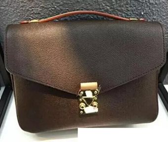 

2017 Free shipping high quality women Messenger bag leather women's handbag pochette Metis shoulder bags crossbody bags, Brown