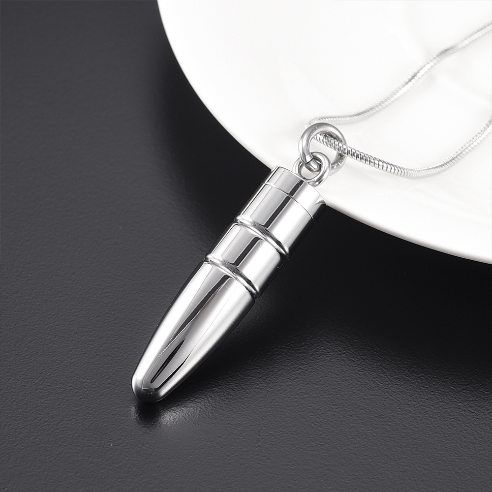 

Cremation Jewelry Shiny Polish Bullet Elegant Design Pet Urn Dog Urn Memorial Ash keepsake Pendant Necklace Man Jewelry