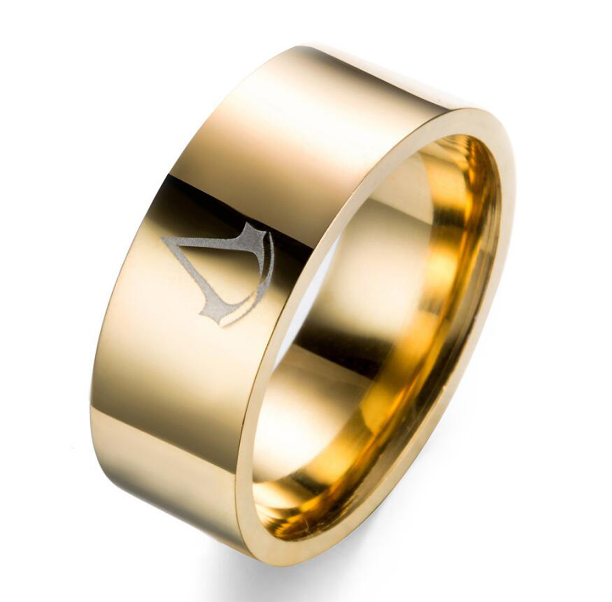 8mm Assassins Creed Men Silver Titanium Stainless Steel Ring Band Size 7-13