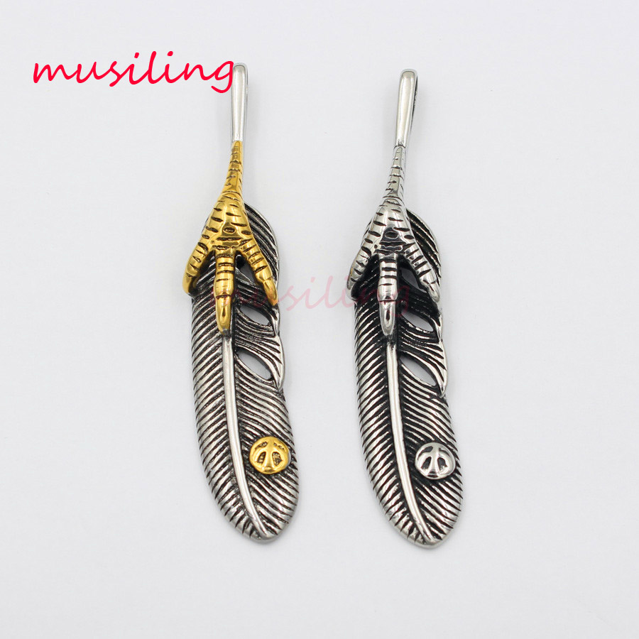 

Stainless Steel Necklace Pendants Goros Feathers Pendulum Cross Gem Stone Jewelry Charms Reiki Healing Chakra Amulet Fashion Men Jewelry
