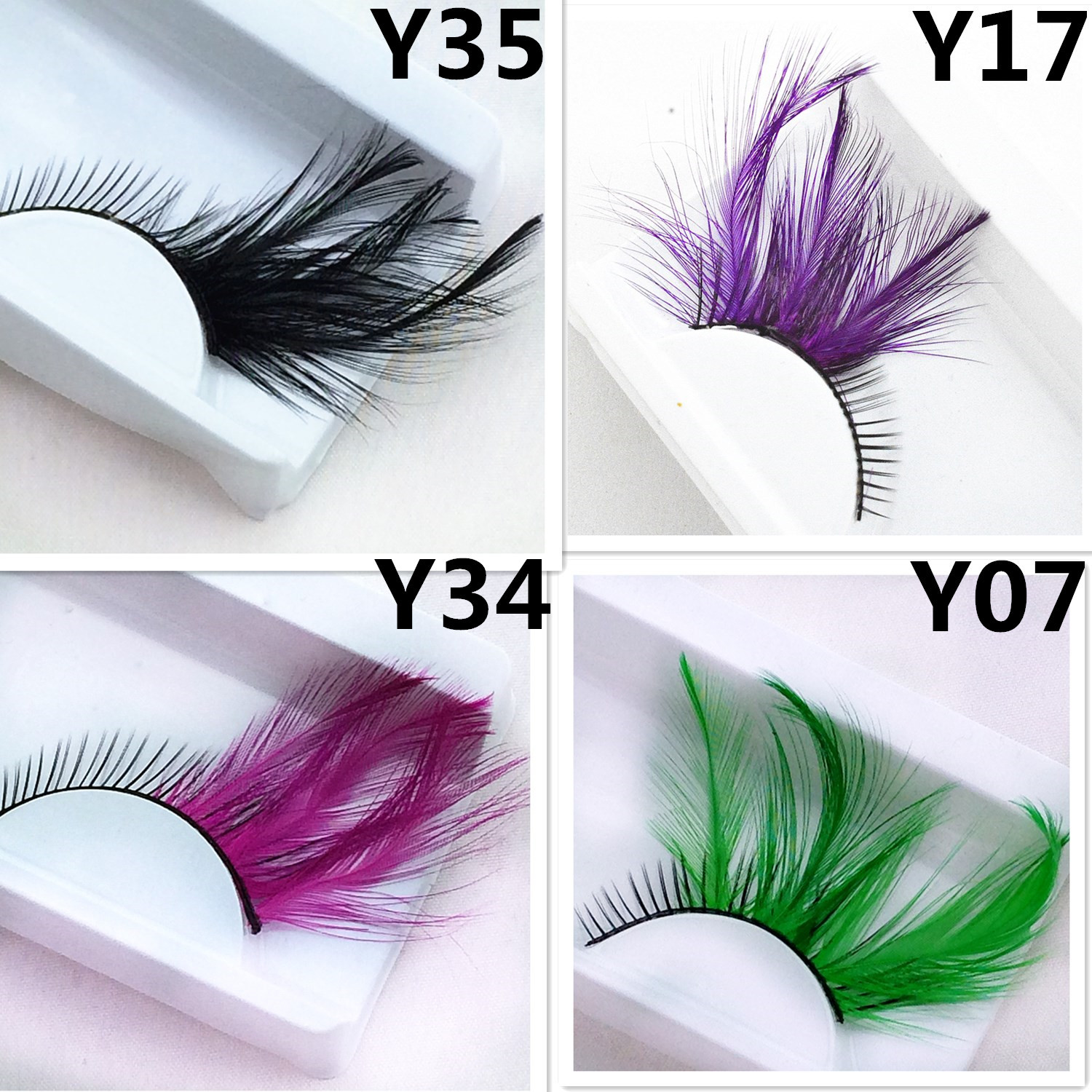2017 Feather False Eyelashes Masquerade Ballet Artistic Exaggeration Thick Fake Eye Lashes Halloween party 4 color Feather Eyelashes-image-397475261